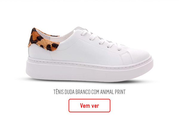 Tênis duda branco com animal print